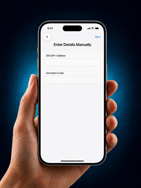 Enter SM-DP+ Address and Activation Code on iPhone